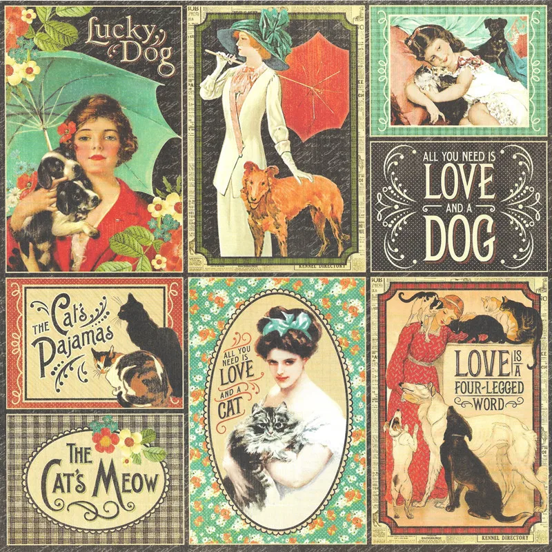 

1Pack Vintage Cats Dogs and Lady Sticker DIY Craft Scrapbooking Album Junk Journal Decorative Stickers