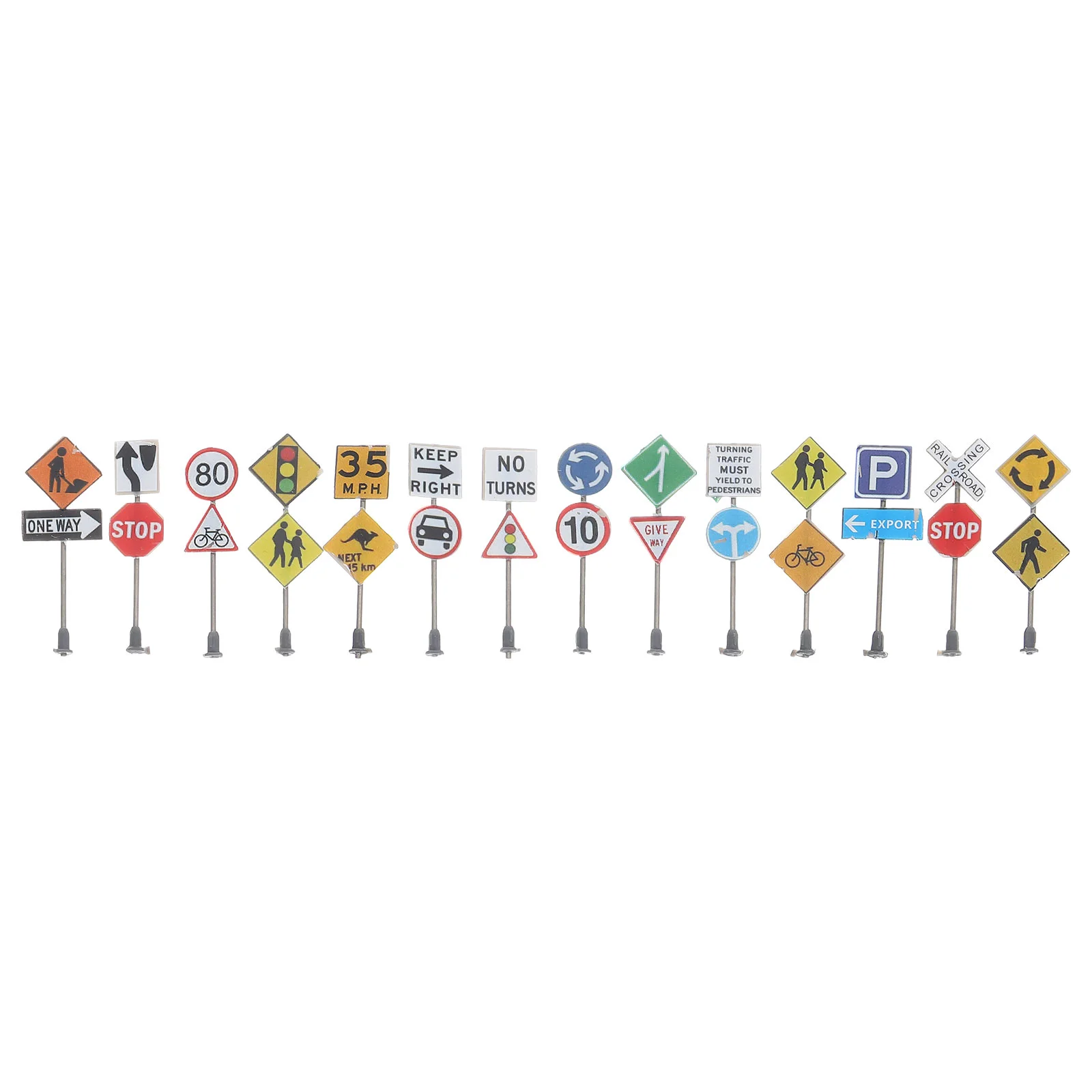 

14 Pcs Micro Landscape Accessories Emblems Traffic Indicator Puzzle Mini Sign Simulation Road Abs Child Model Kids