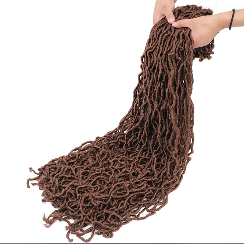 Brown Soft Synthetic Locs 30 Inch 7 Packs Faux Locs Color 30 Crochet Locs Hair Whole Strand No Extended Pre-looped Long Locs 5