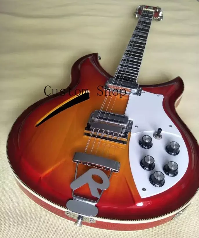 

Custom RIC Fire Glo Vintage Sunburst 330 360 12 Strings Semi Hollow Body Electric Guitar Triangle MOP Fretboard Inlay