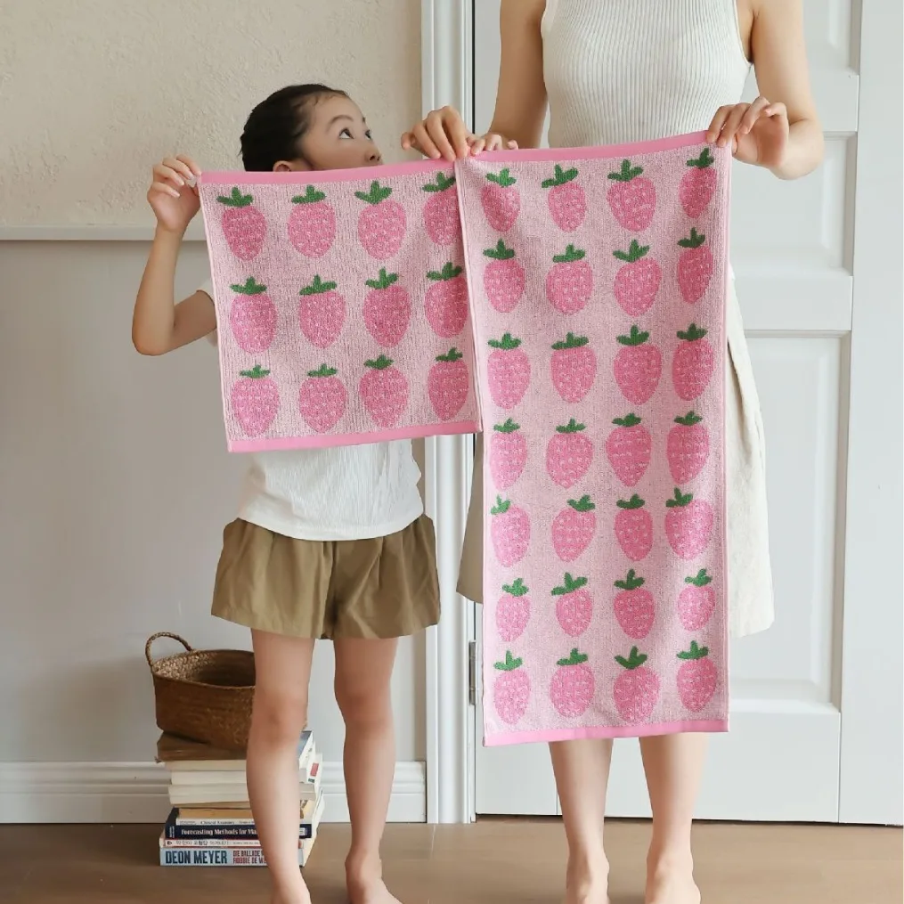 Kawaii Bathroom Cotton Towel Set Strawberry Microfiber Body Skin-friendly Beach Towels For Girls Kids Men Female
