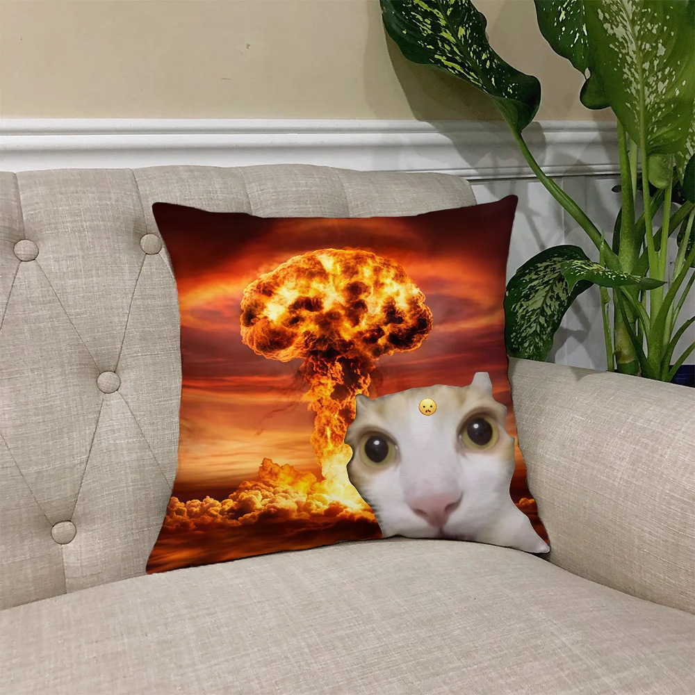 Humorous Cat Meme Skin-Friendly Sofa Cushion Cover