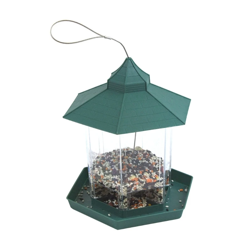 Garden Birds Feeder Hangable Parrots Feeders Clear Outdoor Feeding Station 6XDE