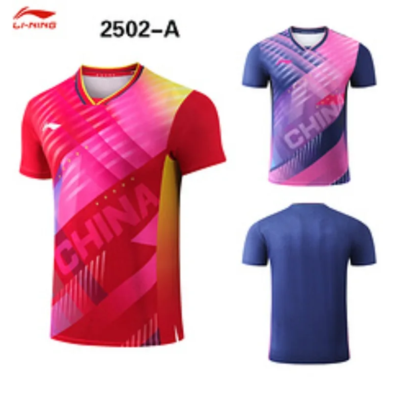 Li Ning Busan World Championships table tennis uniform men's national team short sleeved quick drying breathable jersey