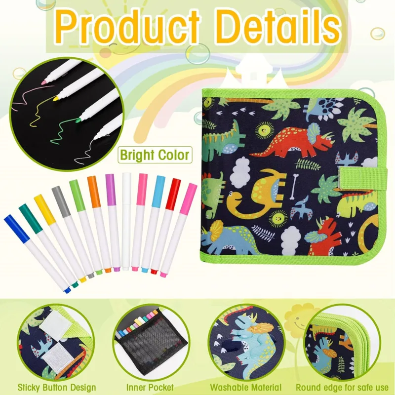 Erasable Doodle Book Reusable Magic Blackboard with Pens Painting for Kid Montessori Educational Toy DIY Travel Coloring Kit 2