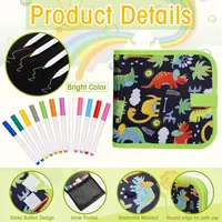 Erasable Doodle Book Reusable Magic Blackboard with Pens Painting for Kid Montessori Educational Toy DIY Travel Coloring Kit 2