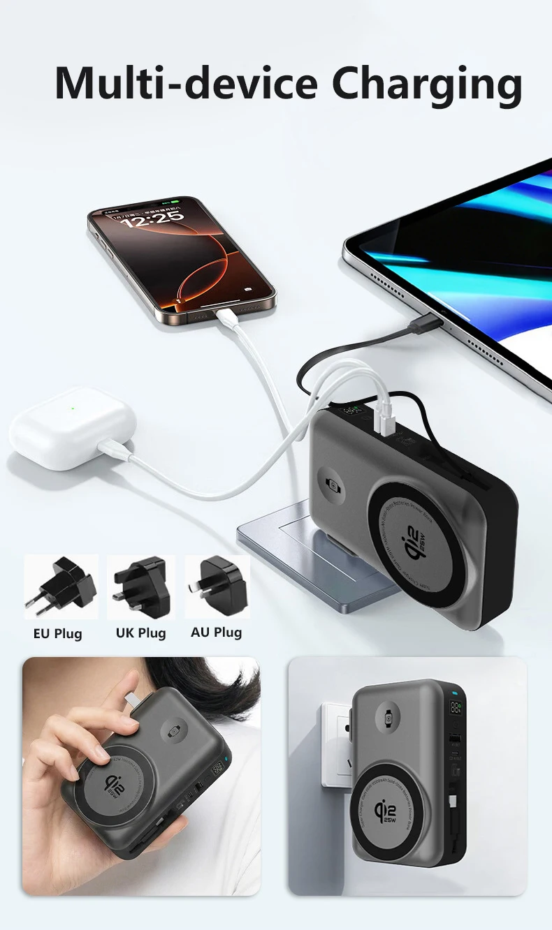 65w Gan Usb C Wandladegerät Mit Magnetischer Powerbank_voghion.com