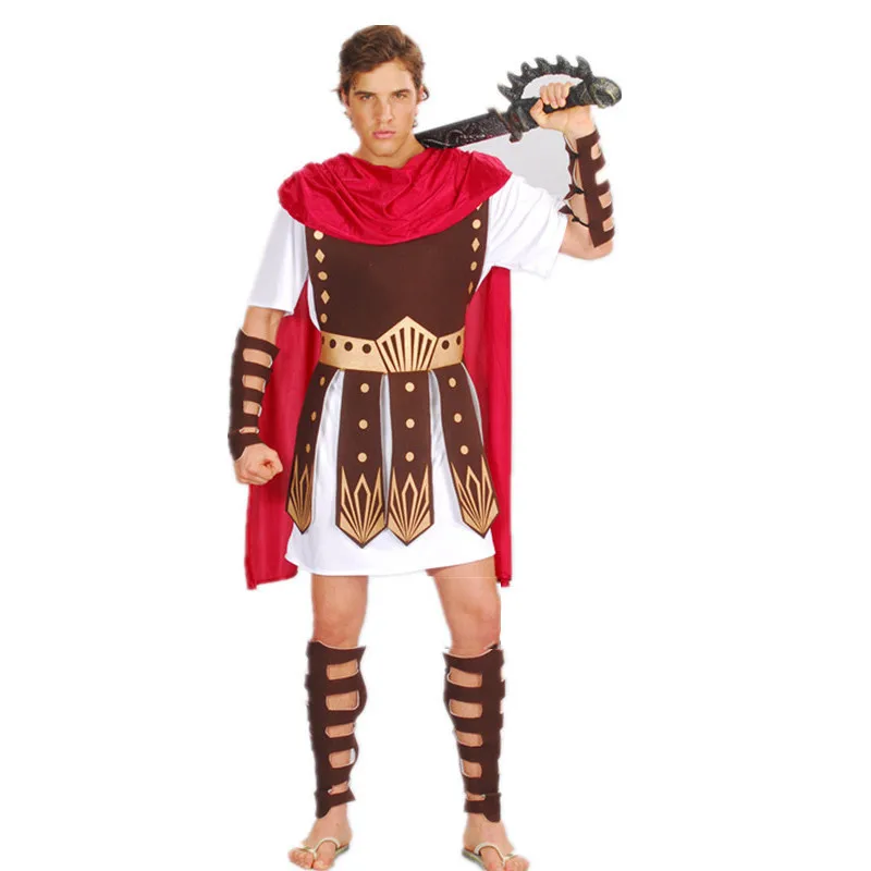 Men ancient Roman Greek warrior gladiator costume knight Julius Caesar costumes Halloween Purim adult