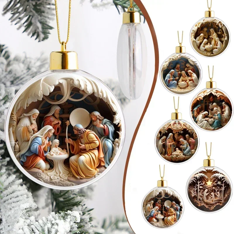 Christening Baptism Prayer Pendant Christmas Ball Ornament Acrylic Car Pendant Christmas Decoration
