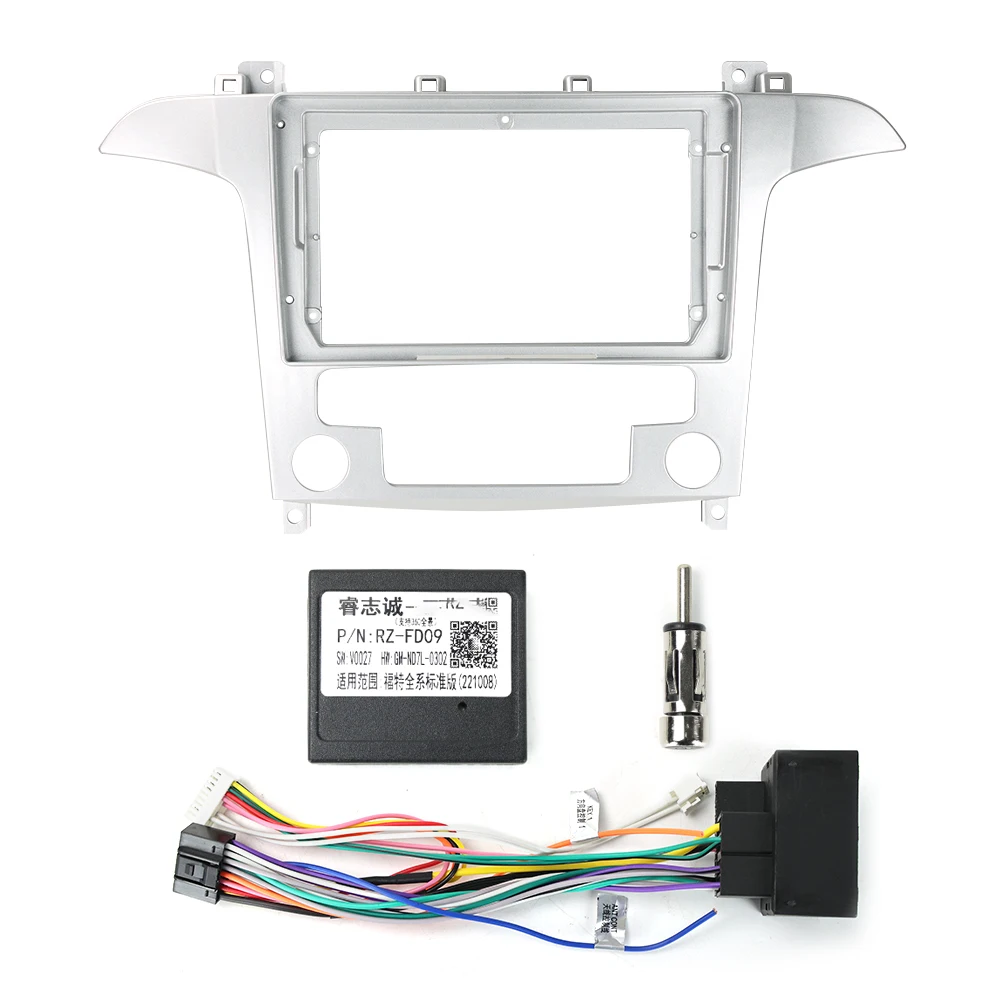 포드 S-Max S Max 2006 - 2015 용 9 인치 더블 딘 카 라디오 페시아 어댑터, 실버 프레임 대시 설치 패널 트림 리피팅 키트