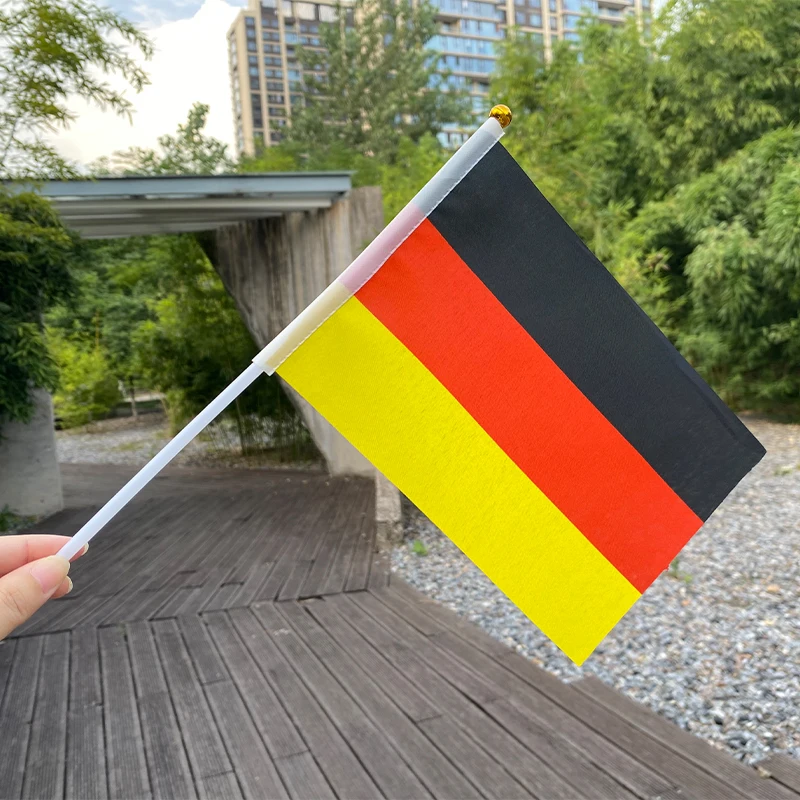 xvggdg 100pcs 14 * 21cm Germany hand flag Promotion Wholesale Small Germany Hand Waving National Flag - Image 5