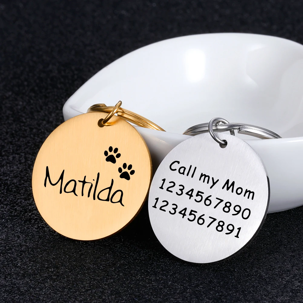 Pet ID Tag 1pc Romantic dog footprint Customized Name and text Cat Dog with Cute Symbols Personalized