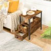 End Table, Narrow Chairside Table with Drawer and Open Storage Shelf, Nightstand for Small Spaces, Stable and Sturdy Constructio 3