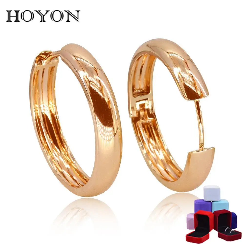 

HOYON простые и большие простые латунные розовые золотые серьги круглые для женщин хип-хоп круглые светлые роскошные круглые ушные пряжки дамские ювелирные изделия