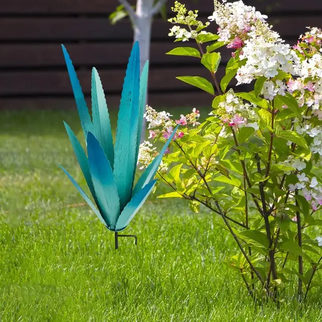 Scultura Metallo Agave - Decorazione Esterna/Interna, 29x29x45cm, Colorata - Foto 10