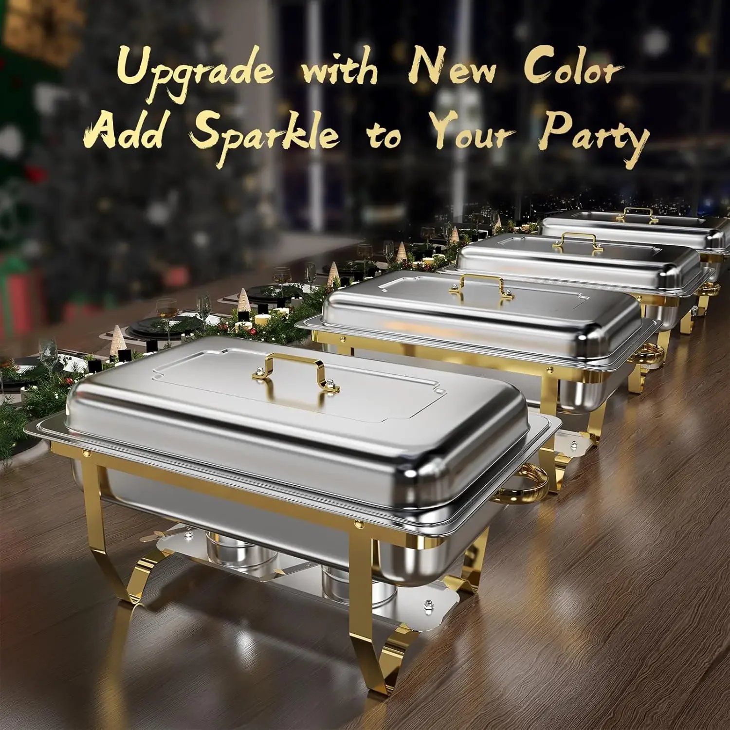 Chafing Dish Buffet Set 4 Pack, 8QT High Grade Chafing Dishes for Buffet, Chafers and Buffet Warmers Sets for Birthday, Wedding,