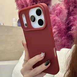 Vibrant Matte Liquid Silicone Shockproof Phone Case with Soft Back Bumper Cover - iPhone 15 (Wine red)