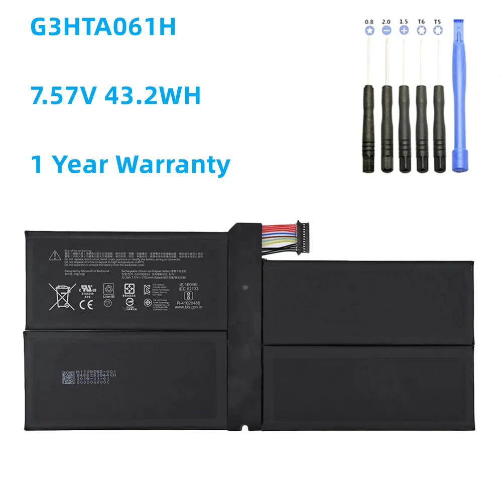 Новый аккумулятор для планшета G3HTA061H для Microsoft Surface Pro 7 1866 Series G3HTA061H 7,57 V 43.2WH/5702mAh аккумулятор dynr01 g3hta027h для ноутбука microsoft surface pro 4 1724 дюйма аккумулятор для планшета 12 3 в 38 2 вт ч 7 5 мач