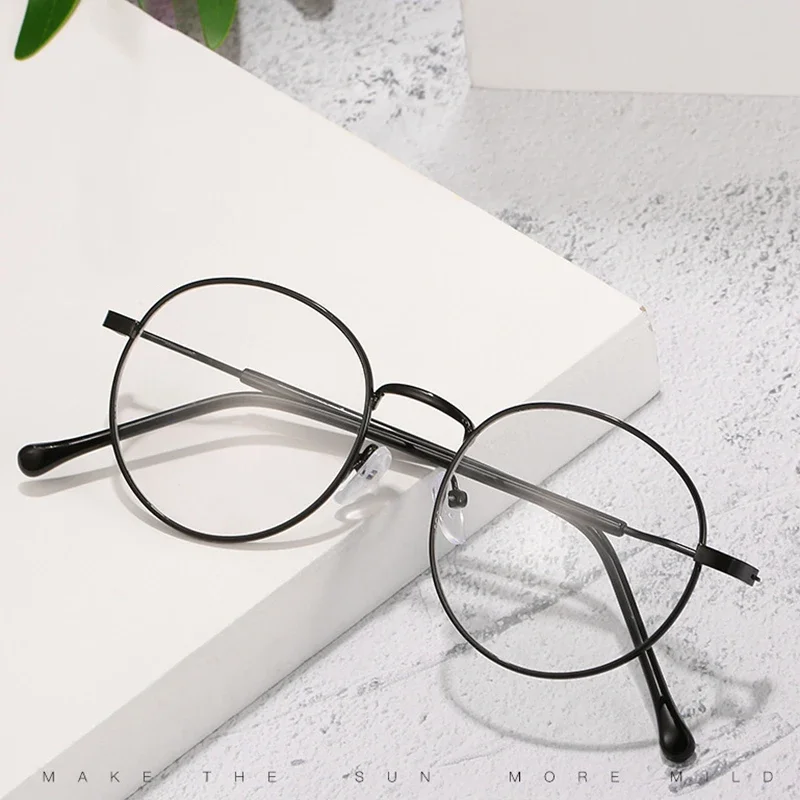 Prescription Eyeglasses Women Men Round Finished Myopia Glasses Unisex Short-sight Eyewear -1.0 -1.5 -2.0 -2.5 -3.0 -4.0 -5.0 -6 3