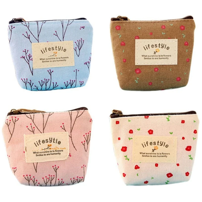 

NEW-4Pcs Mini Canvas Wallet Pouch Purse Coin Purse Key Case Key Pouch Key Case