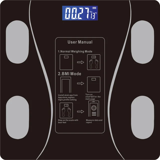 Intelligent Digital Weight And Fat Scale, Bathroom Smart Weighing Machine, Body Fat Scale, Body Composition Analyzer With Smartp 6