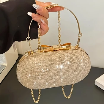 Luxury Sequined Hand-held Dinner Bag, Elegant Style Bag, High-end Chain Single-shoulder Crossbody Bag, Handbag for Wedding Party