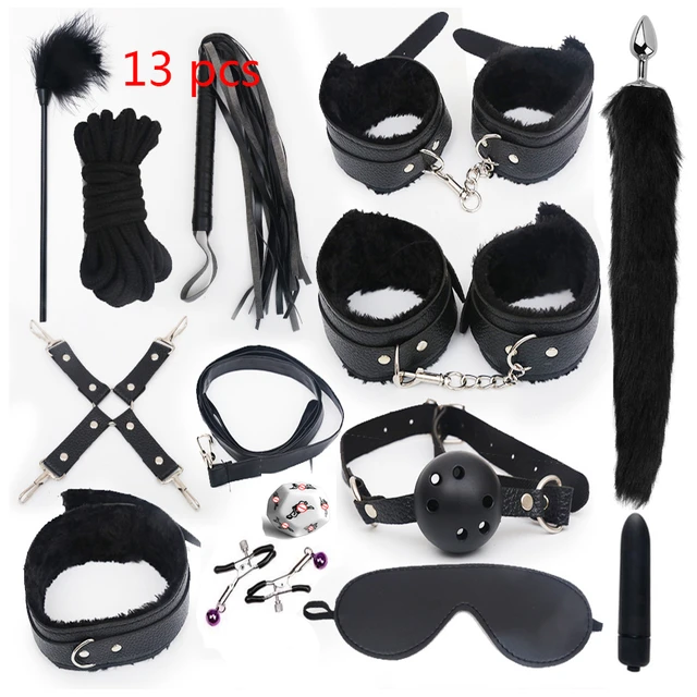 1 set 10 pcs set of Ladies' leather red bondage kit BDSM kits mouth plug  nipple clip for fun sex toys