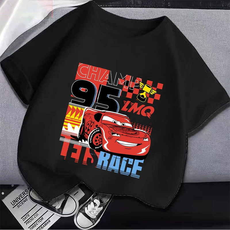 Lightnings Mcqueen T-shirt Cartoon Disney Cars Short Sleeve Tops Boys Basic Tee Children Clothing Cool Printed Tshirt Kids Tees 3