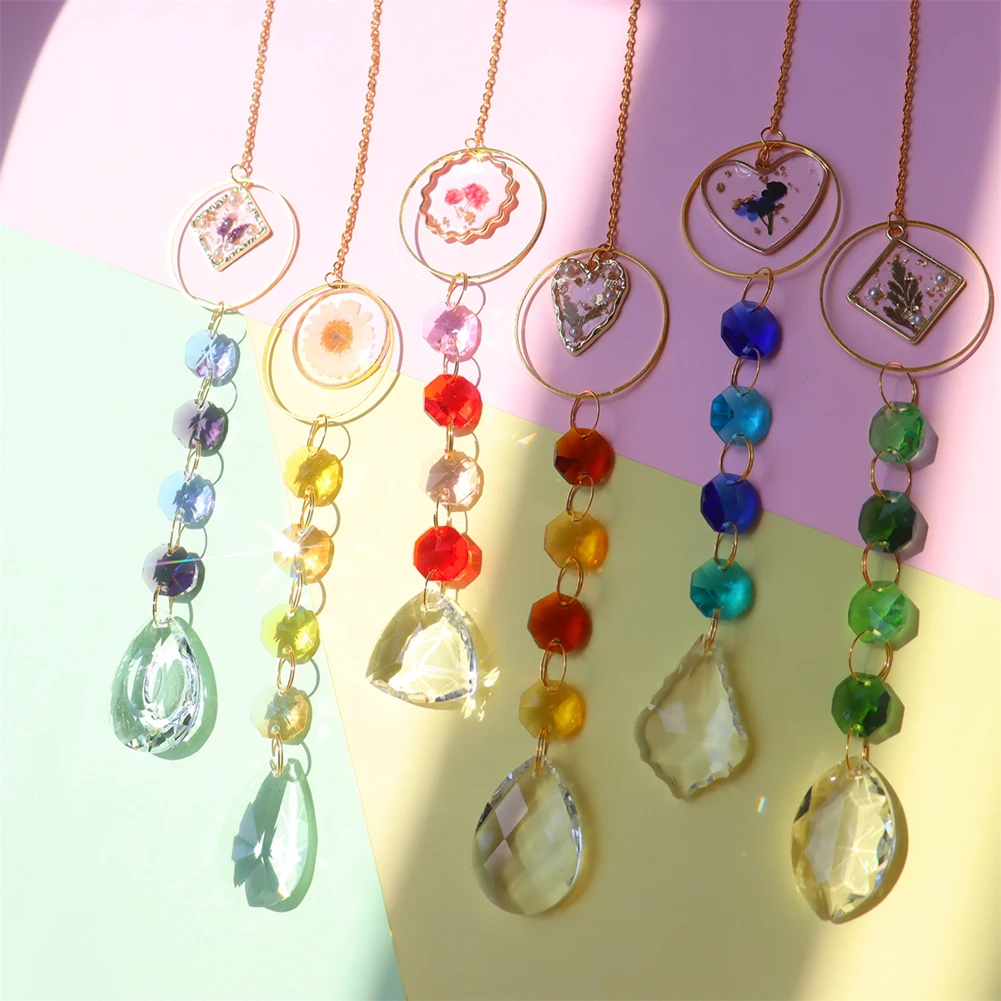 Crystal Wind Chime Pentagram Sun Catcher Diamond Prisms Pendant Dream Catcher Rainbow Chaser Hanging Drop Home Garden Decor