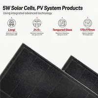 Mini panneau solaire 5W 6V, module cellulaire haute efficacité, batterie BC, panneau de charge solaire portable pour extérieur, bricolage, avec câble 2