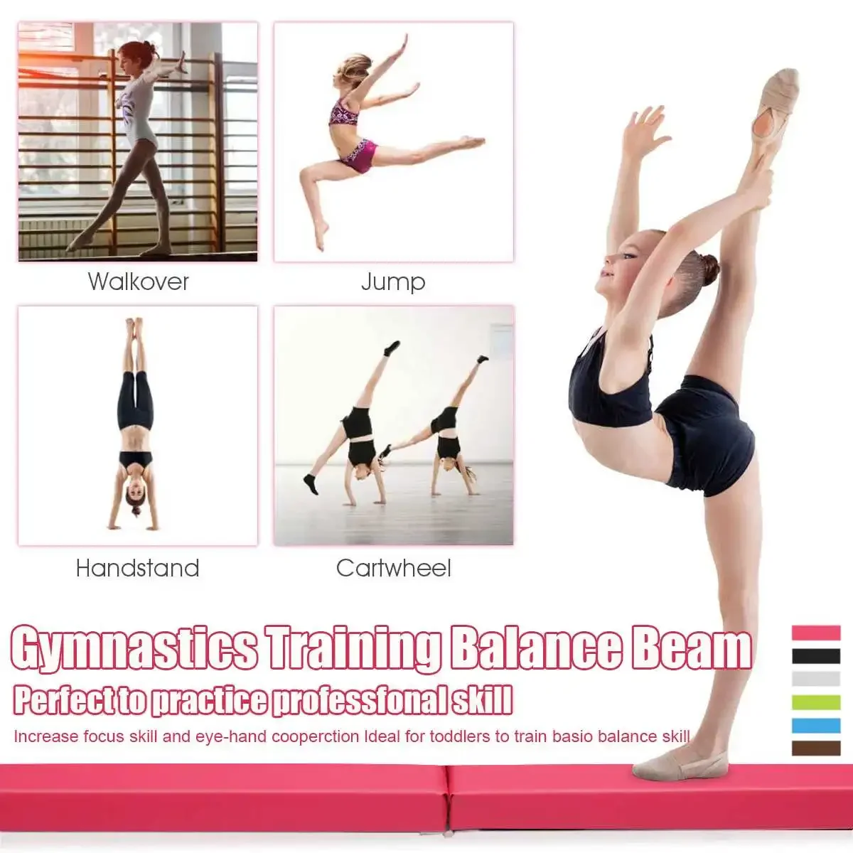 2.4M Balance Beam Folding Balance Beam Gymnastics Gym Training Equipment Gymnastics Accessories
