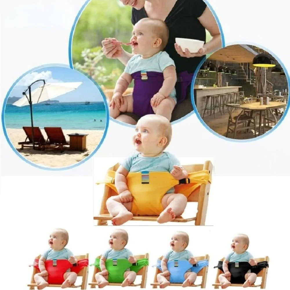 Portable Baby Dining Chair Fixed Belt Washable Baby High Seat Strap Outsidoor Infant Feeding Dinning Cover Seat with Safety Belt
