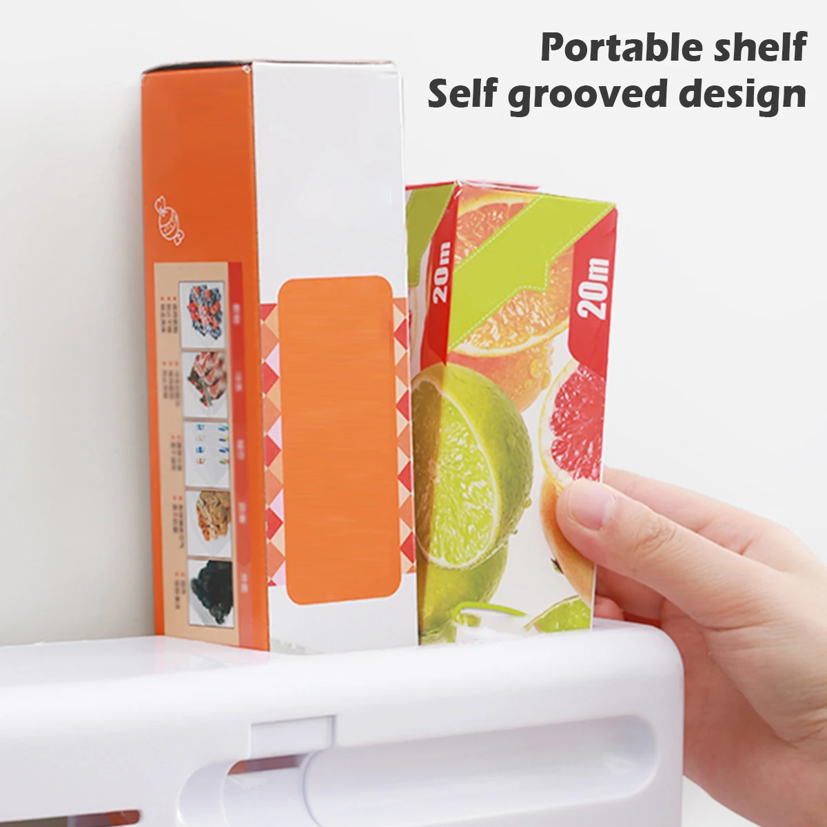 Description Picture 6 of item6 In1 Kitchen Wrap Dispenser Foil and Plastic Wrap Organizer with Roll Holder Wall Mounted Film Wrap Dispenser Easy Installation