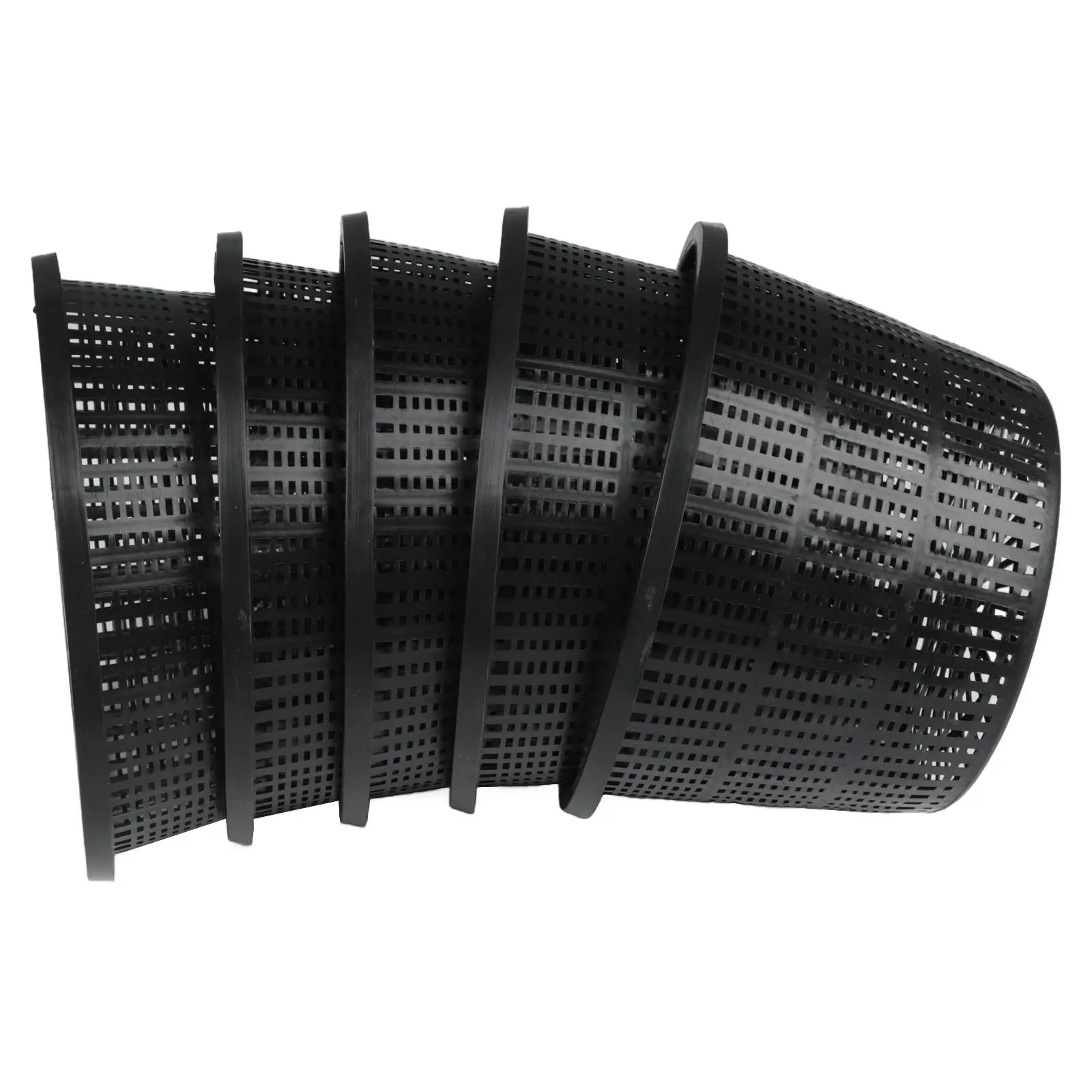 Set of 5 Large 8.3-inch Aquatic Plant Mesh Baskets - Plastic Flower Pot Garden Decor Accessories