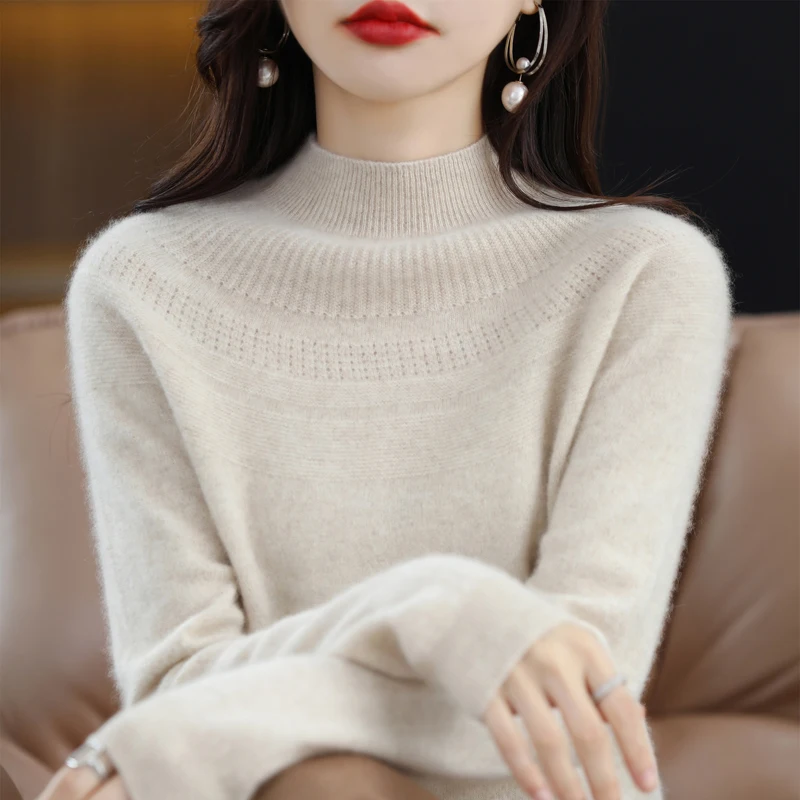 Knitted Sweater Ready to Wear Hollowed Out Wool Sweater Commuting Top Lyer Sweater 2024 Autumn/winter New Women's Item Wholesale 5