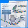 Parrot Bird Standing Toys Cotton Rope Colorful Toy Chew Perches For Bird Swing Harness Cage Pet Toy Parrot Climbing Toys 5