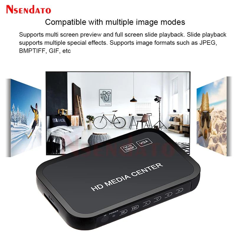 1080P Dual USB Full HD Media Player Center For HD VGA AV USB SD/MMC Multi Media MKV Multimedia Player With Remote Control