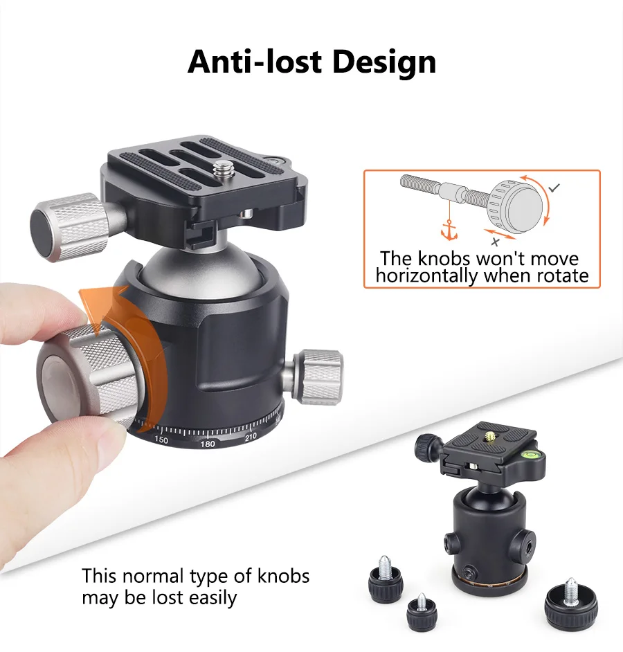 DP-40 40mm CNC 360° Panoramic Ballhead Low Gravity Center Tripod Head Load 23kg