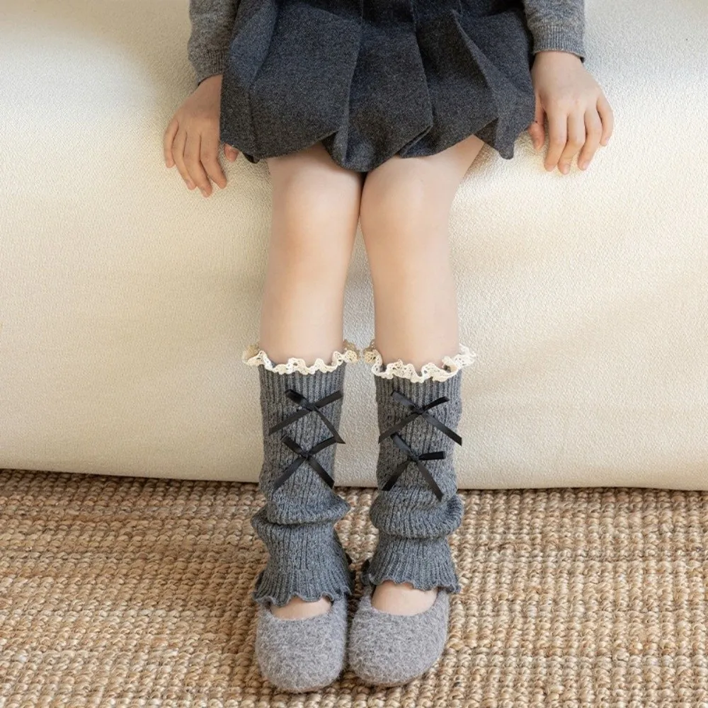 New Solid Color Leg Warmers Thickened Knitted Mid-Calf Sock Harajuku Lolita Middle Tube Socks Gift
