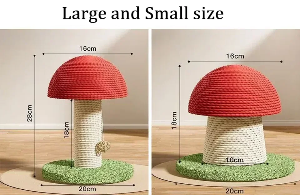 KittyNook Cat Co. Decorative Cat Climbing Posts in two sizes, with labeled height and width measurements.