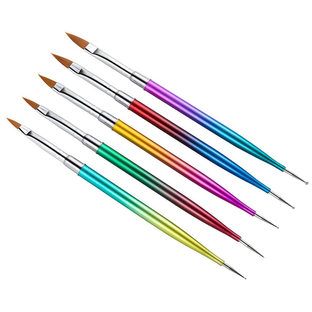 5종 프리미엄 메탈 네일 아트 펜 세트, 양쪽 끝이 사용 가능한 포인트 드릴 드로잉 펜, DIY 매니큐어 UV 젤 네일 디자인 도구 키트