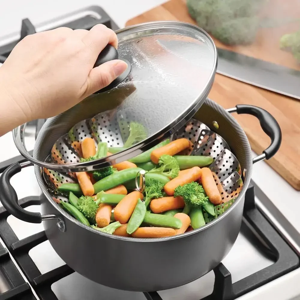 Non Stick Cookware Set 18 Piece Set Nonstick Stainless Steel Cookware Set Kitchen Pots Pans Nonstick Gray Lids Spoons Ladle Griddle Turners