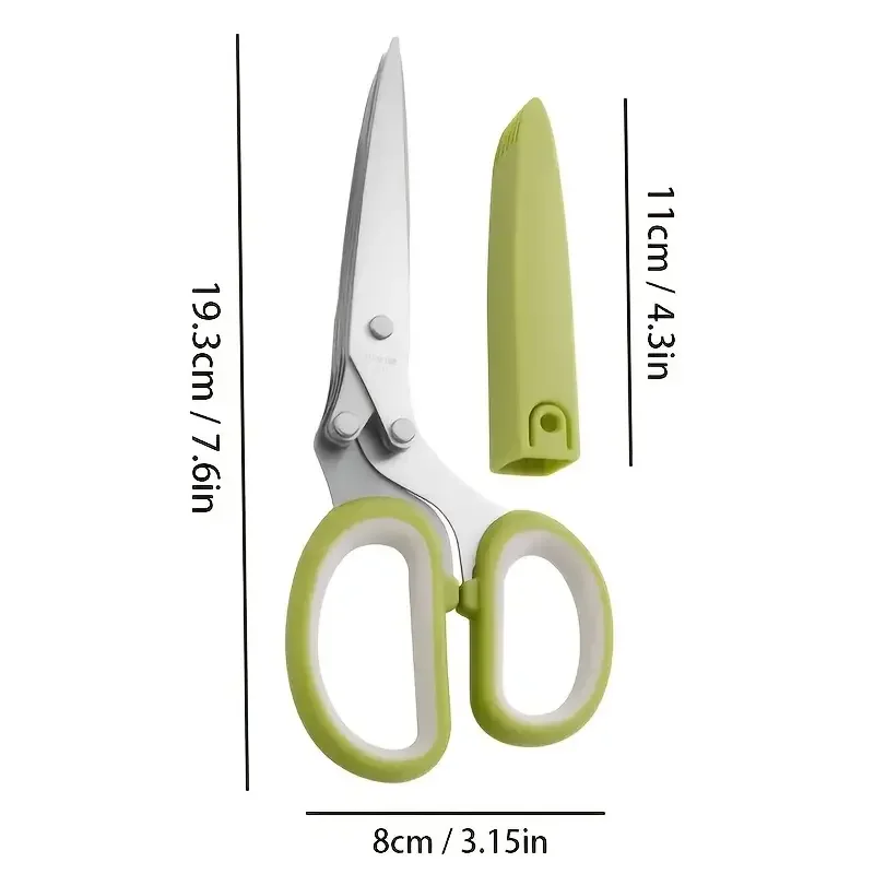 5-Layer Stainless Steel Onion Scissors Multi-functional Multilayer Kitchen Scissors Seaweed Vegetables Baby Food Handy Kitchen T