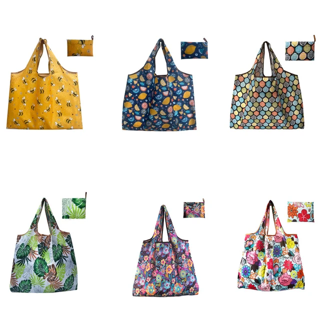 6 Pack Shopping Bags Reusable Grocery Tote Bags X-Large Ripstop Geometric  Fashion Recycling Bags with Pouch Bulk Nylon Bags - AliExpress