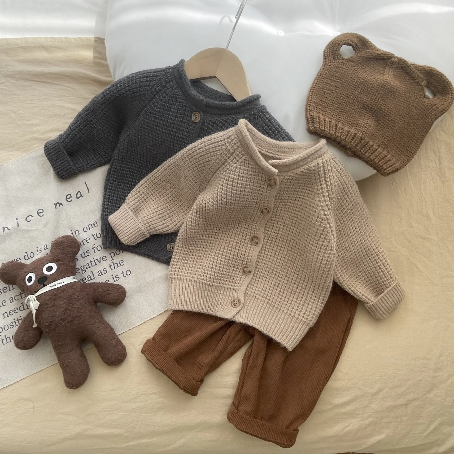 Autumn New Baby Long Sleeve Sweater Coat Solid Infant Girl Knitted Cardigan Cotton Boys Warm Jacket Toddler Casual Knitwear