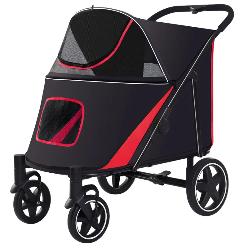 

Luxury 4 Wheels Pet Big Dog Cat Stroller Outdoor Travel Bearing Capacity 60kg Medium Dog Trolley