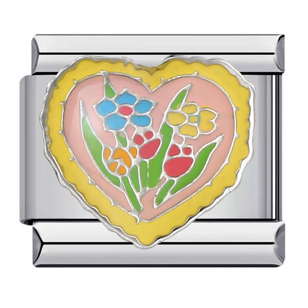 URING Bunte romantische Buchstaben Liebe Herz italienische Charm Links passen 9 mm Edelstahl Armband Valentinstag DIY Herstellung von Schmuck – Detail 3