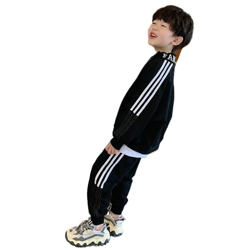 

Children Tracksuit Cotton Long Sleeve Patchwork Spring Autumn Clothes Set Hooded Boy Sweater Hoodies 3 To 12 Years Old