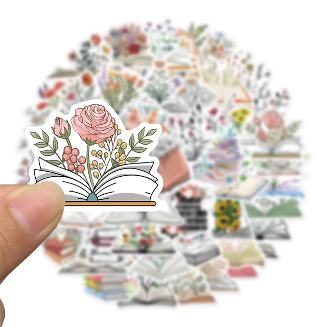 50pcs Book Reading Stickers For Journal Phone Laptop Notebooks