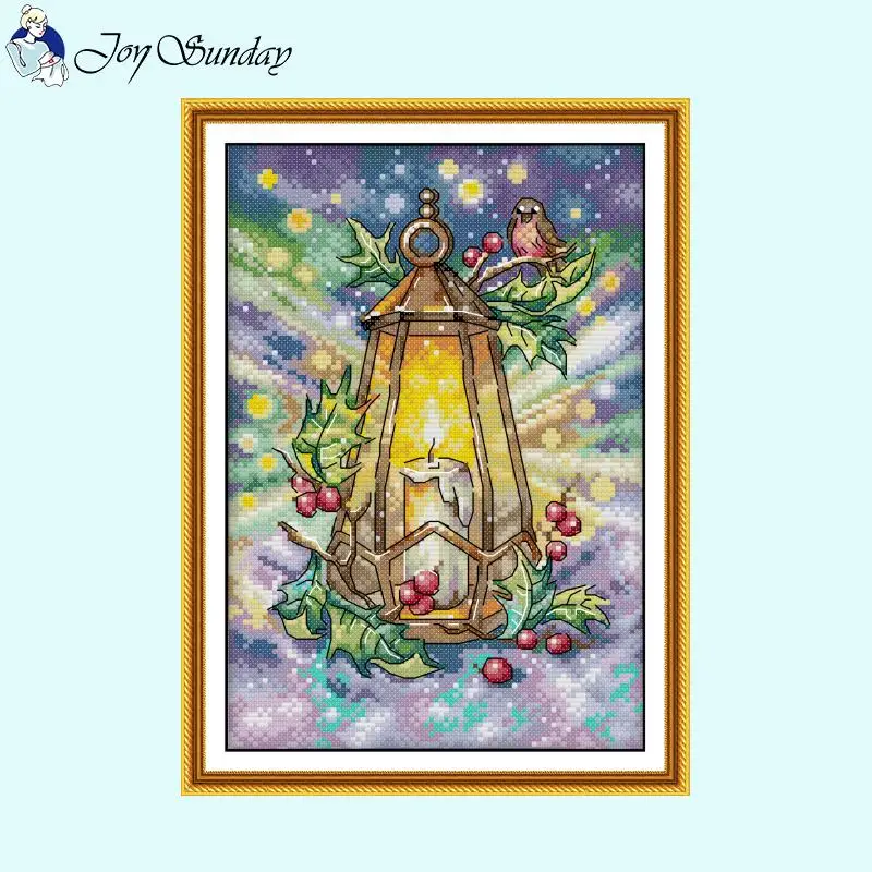 Four Seasons Lift Lamp Series Cross Stitch Kit 14CT Count 16CT 11CT Printed Canvas Embroidery Set DIY Living Room Decor Painting